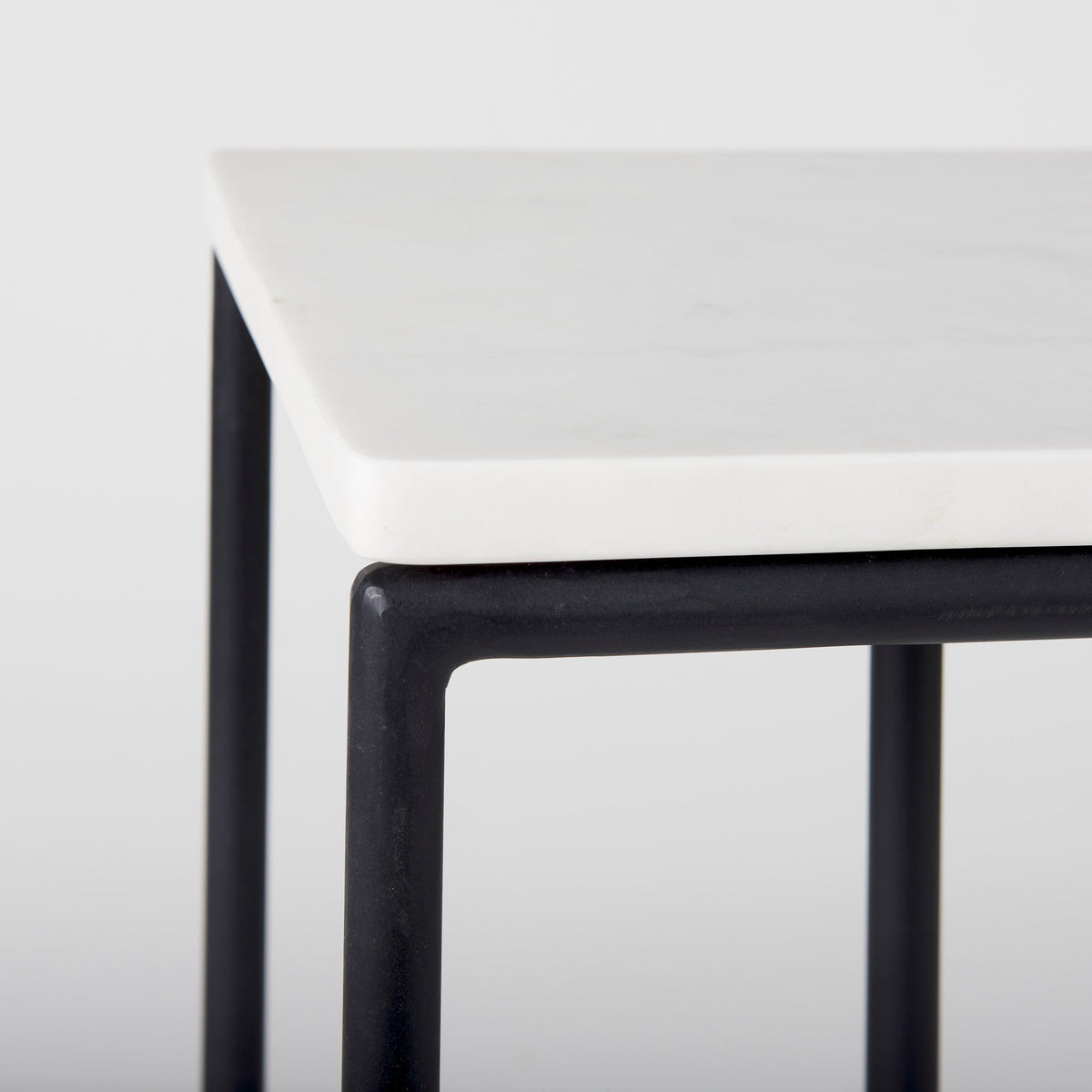 Kyra White/Black Marble Top C-Shaped End and Side Table - Ornate Home
