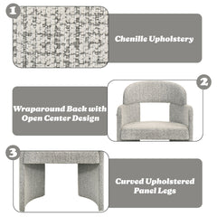 Kyree Chenille/Walnut Arm Chair (Set of 2) - Ornate Home