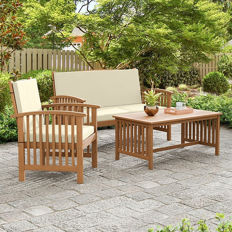 Kyushu Beige/Natural 3 Pc. Patio Set - Ornate Home