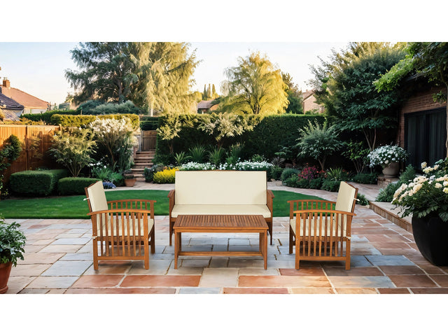 Kyushu Beige/Natural 4 Piece Patio Set - Ornate Home