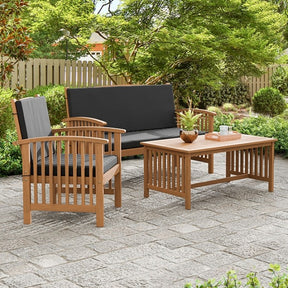 Kyushu Black/Natural 3 Piece Patio Set - Ornate Home
