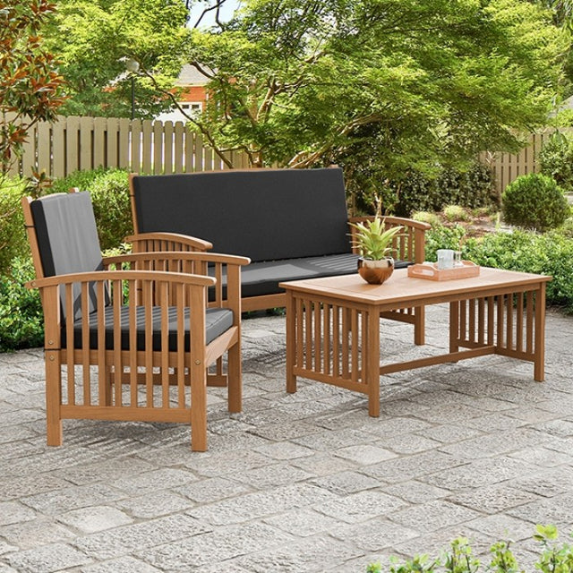 Kyushu Black/Natural 3 Piece Patio Set - Ornate Home
