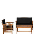 Kyushu Black/Natural 3 Piece Patio Set - Ornate Home