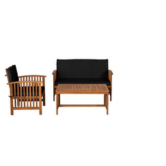 Kyushu Black/Natural 3 Piece Patio Set - Ornate Home