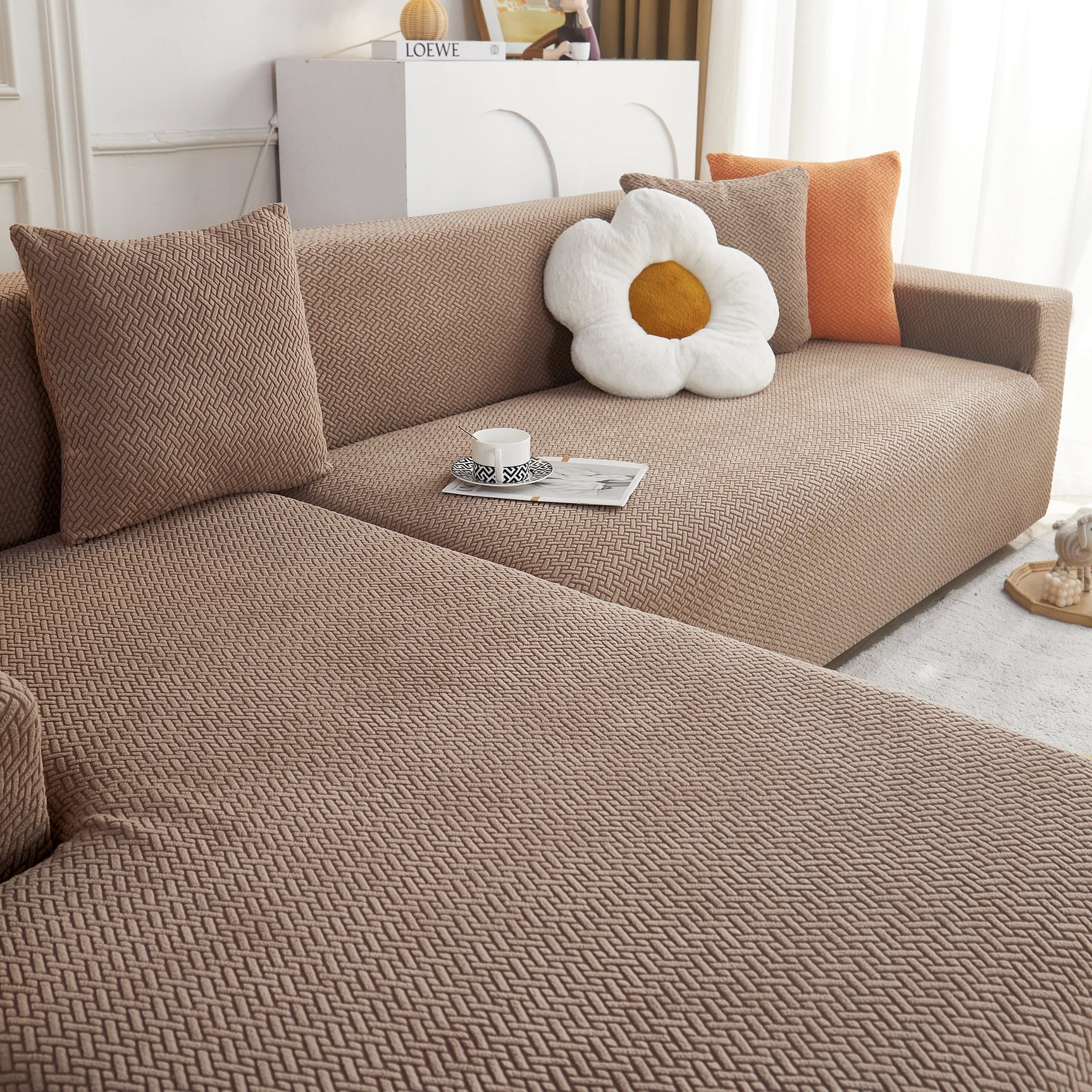 L Shape Couch Covers Stretch Slipcovers Furniture Protector with 1pcs Free Pillowcases - Ornate Home