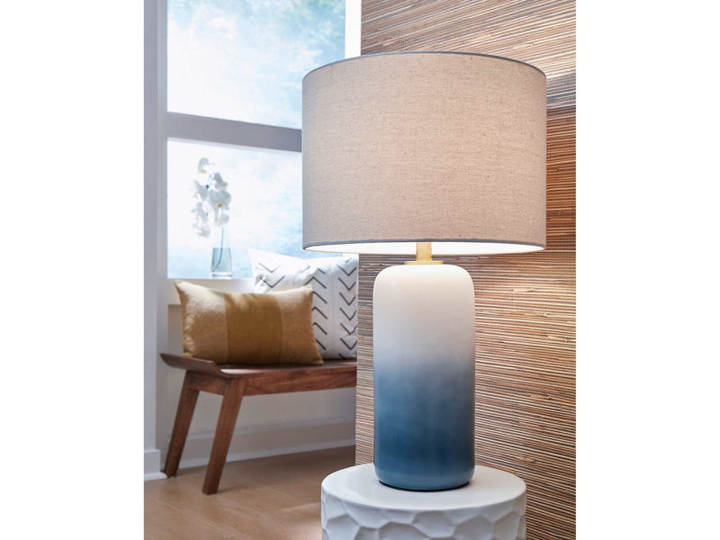 Lemrich White/Teal Table Lamp - Ornate Home