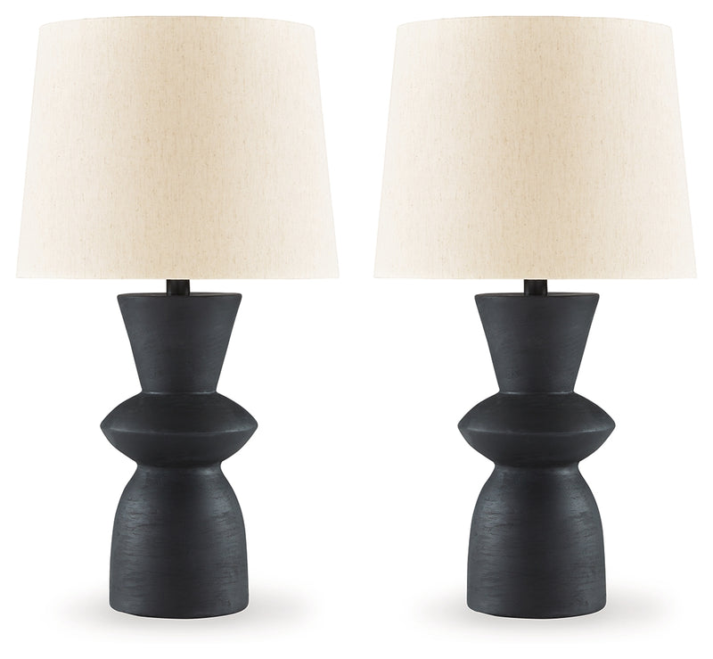 Scarbot Distressed Black Table Lamp (Set of 2) - Ornate Home