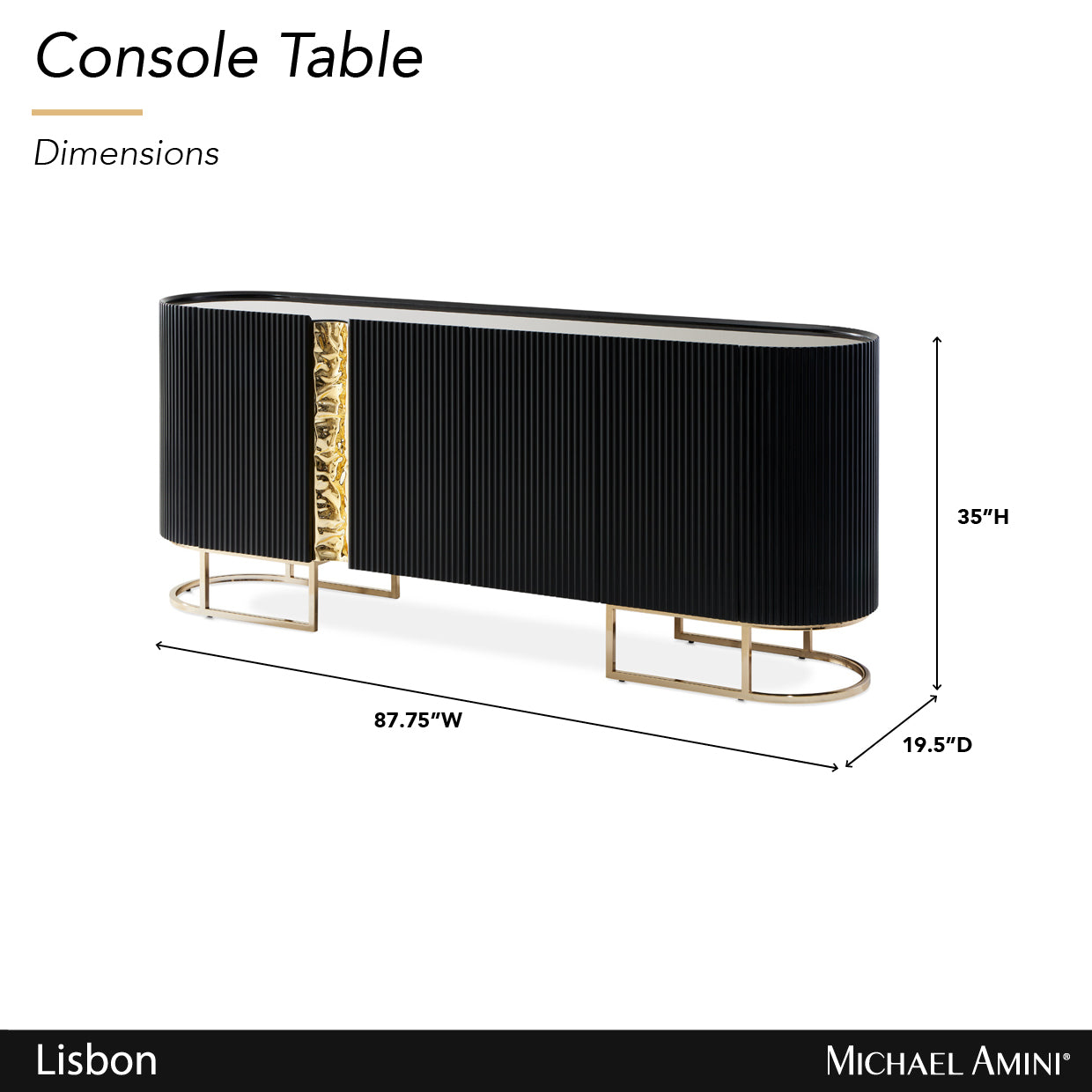 Lisbon Silken Matte Black Console Table