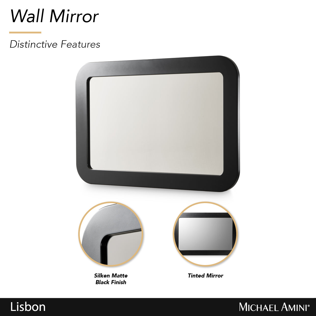 Lisbon Silken Matte Black Wall Mirror
