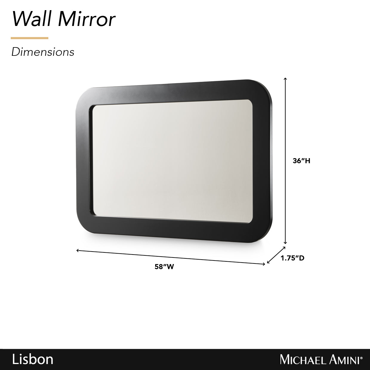 Lisbon Silken Matte Black Wall Mirror