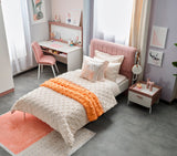 Linda Pink/White Twin Bed With Headboard