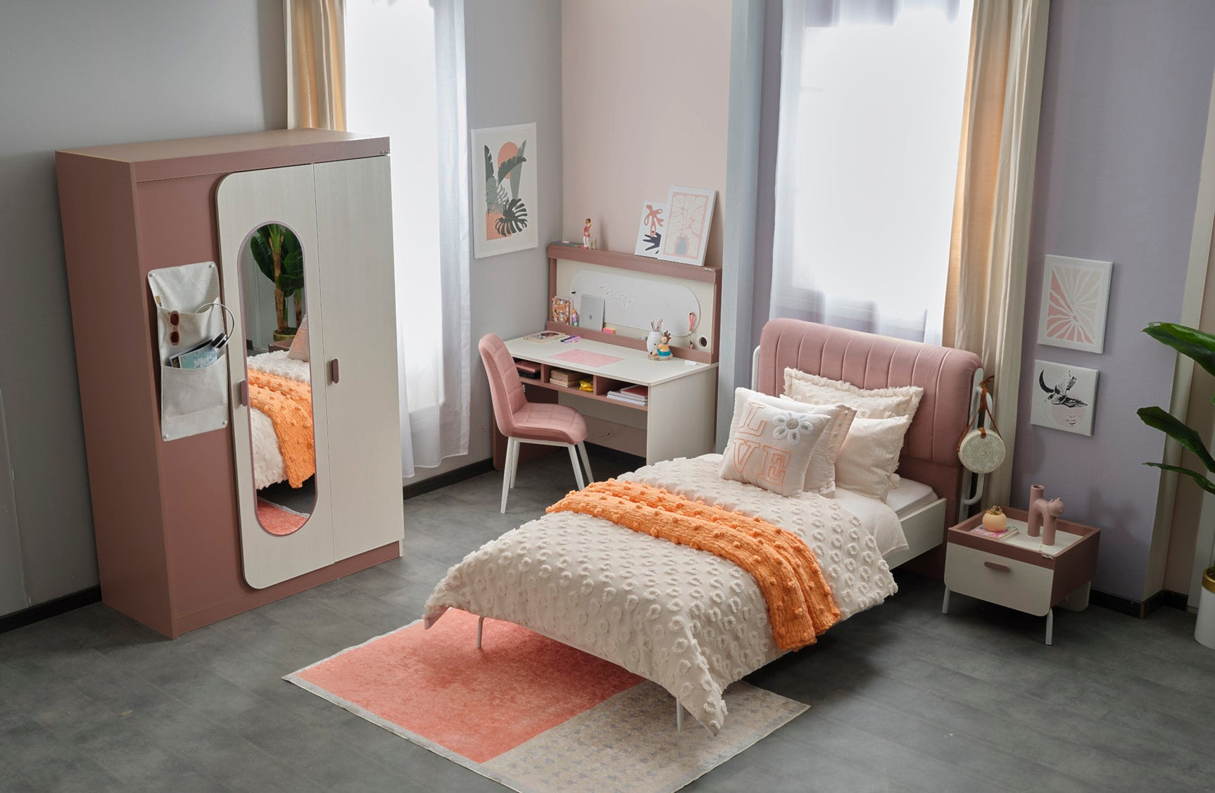 Linda Pink/White 3 Door Wardrobe