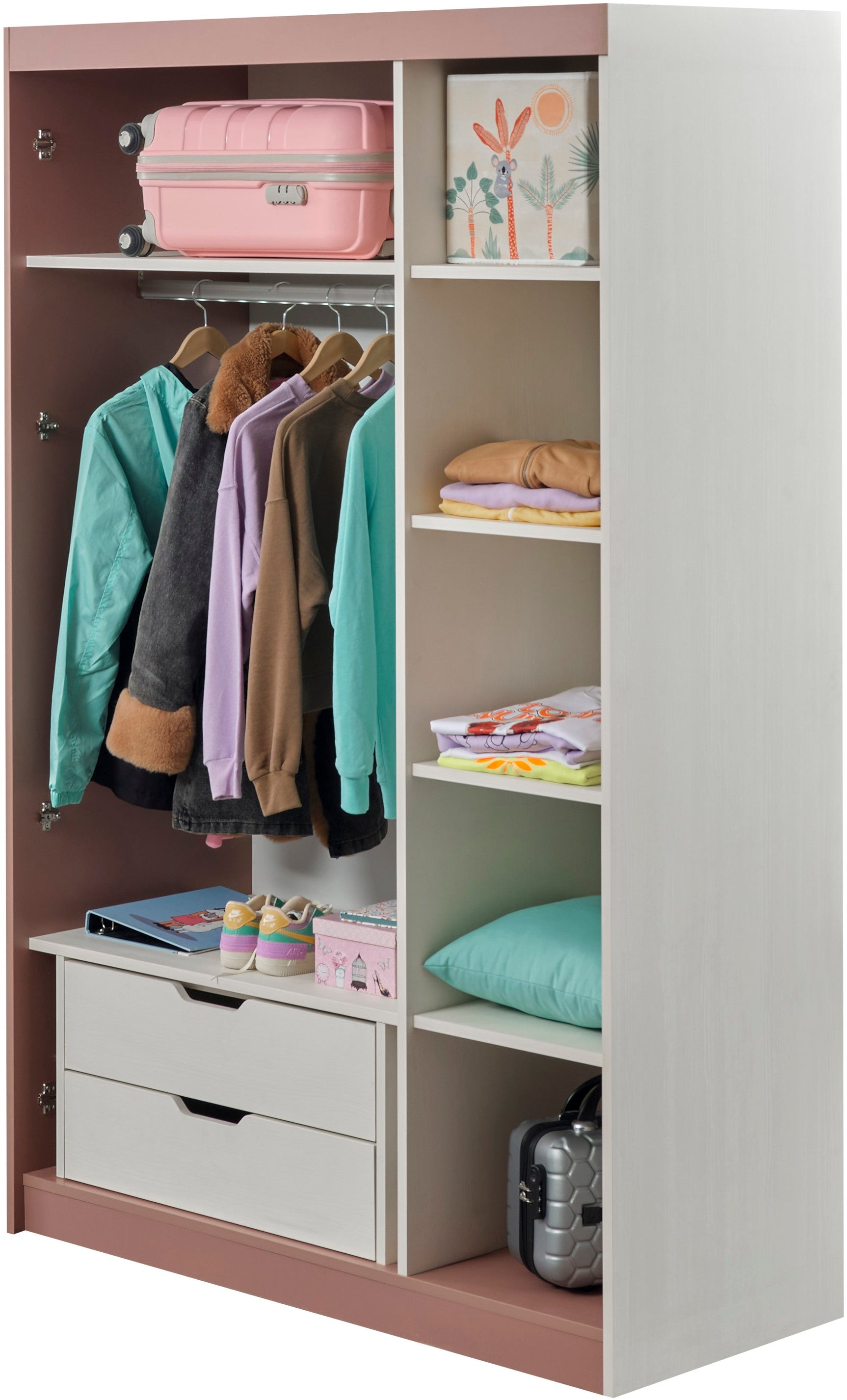 Linda Pink/White 3 Door Wardrobe