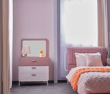 Linda Pink/White Chiffonier With Mirror