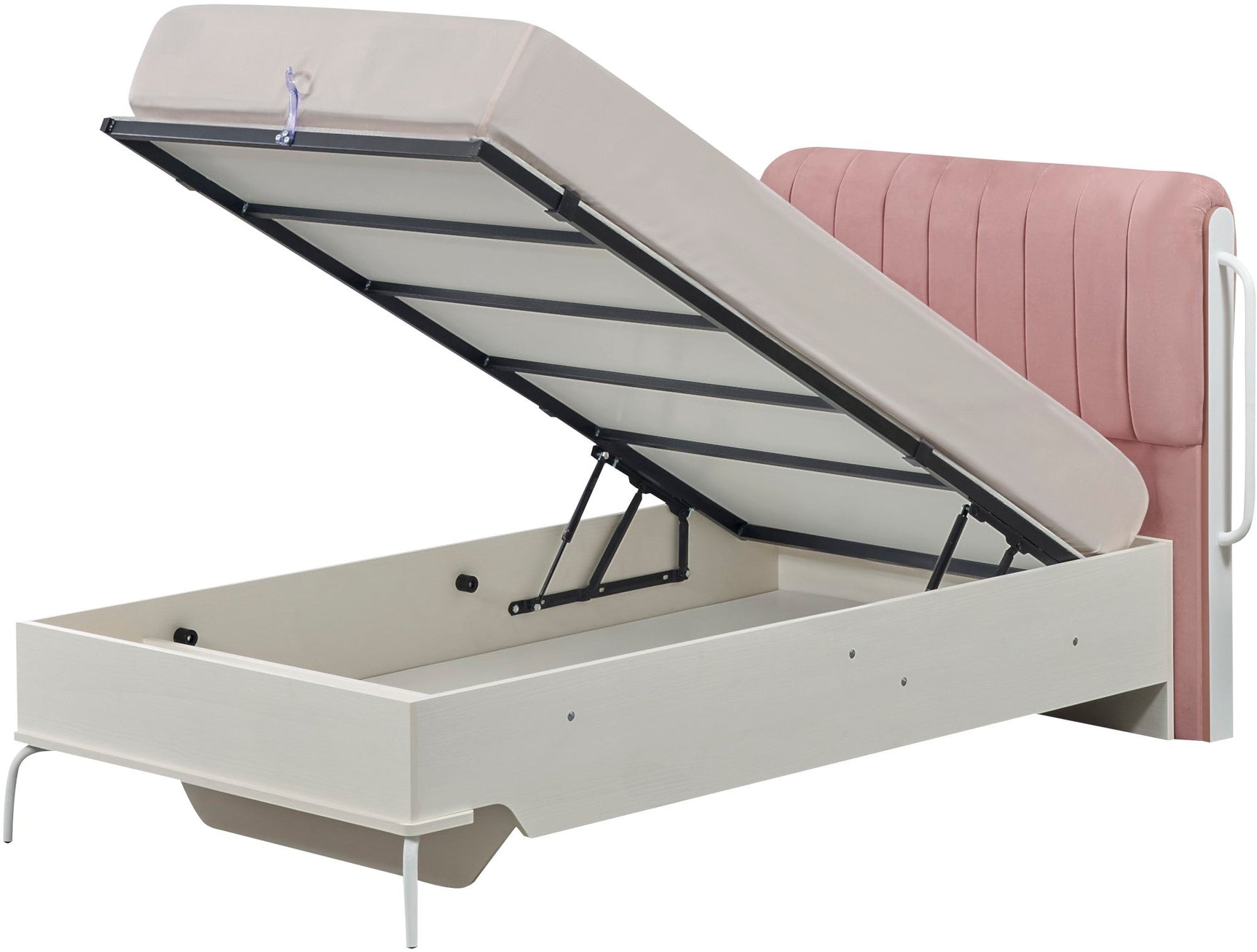 Linda Pink/White Twin Bed With Headboard