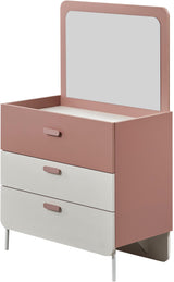 Linda Pink/White Chiffonier With Mirror