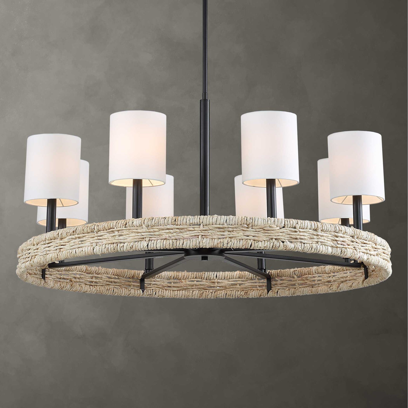 Faiyam Bronze/White 8 Light Rattan Chandelier