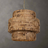 Water Hyacinth Brass 4 Light Woven Pendant