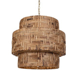 Water Hyacinth Brass 4 Light Woven Pendant