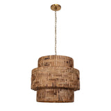 Water Hyacinth Brass 4 Light Woven Pendant