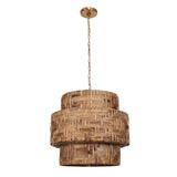 Water Hyacinth Brass 4 Light Woven Pendant