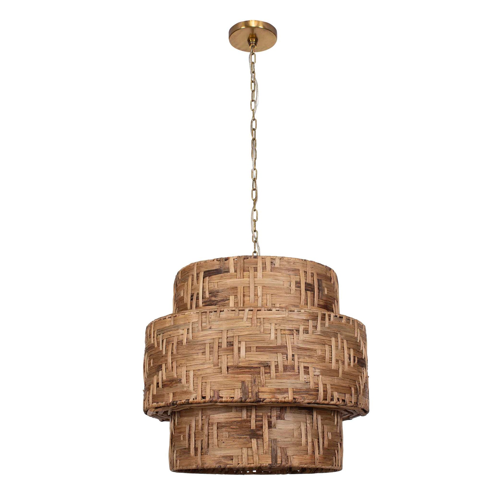 Water Hyacinth Brass 4 Light Woven Pendant