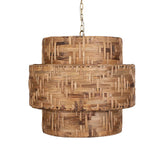 Water Hyacinth Brass 4 Light Woven Pendant