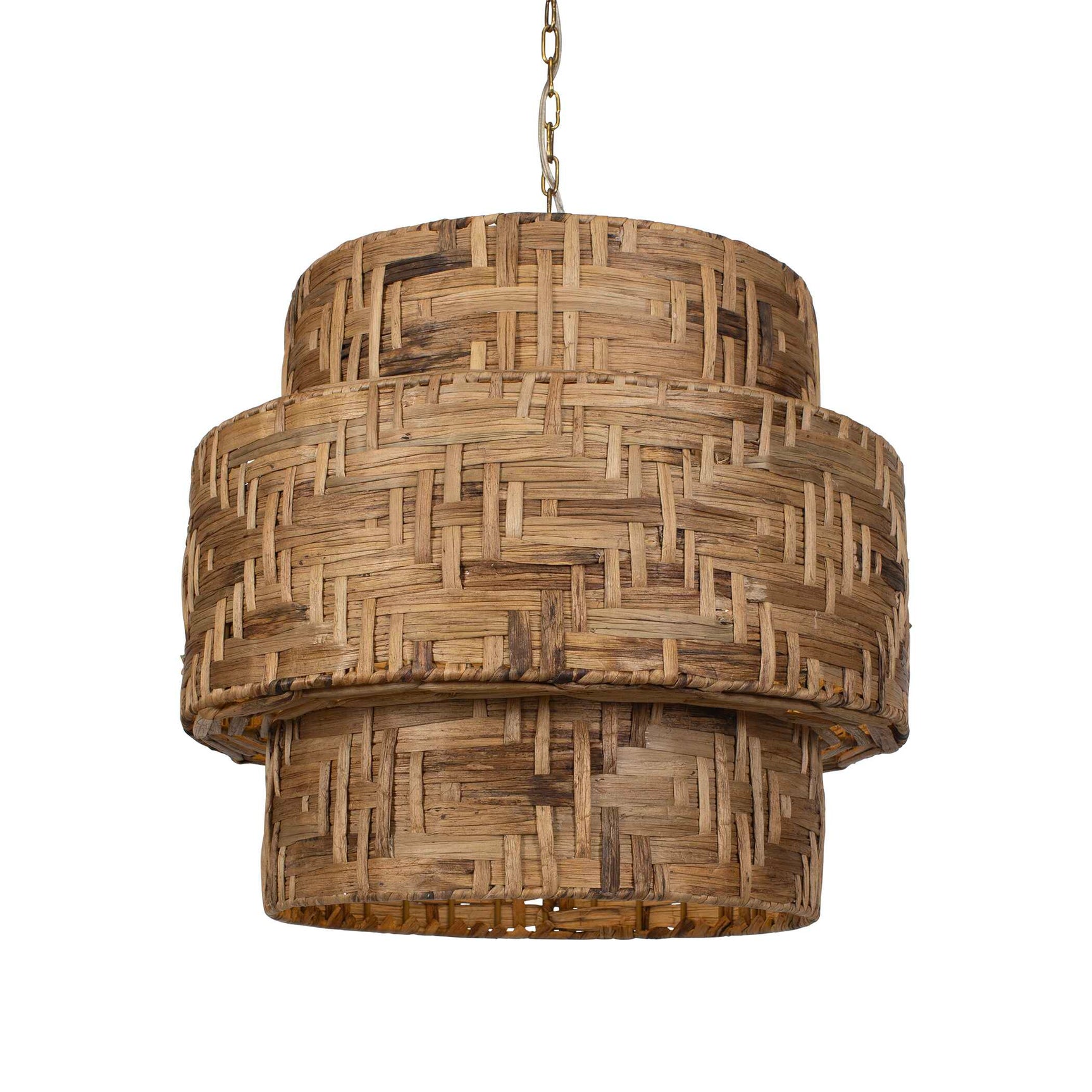 Water Hyacinth Brass 4 Light Woven Pendant