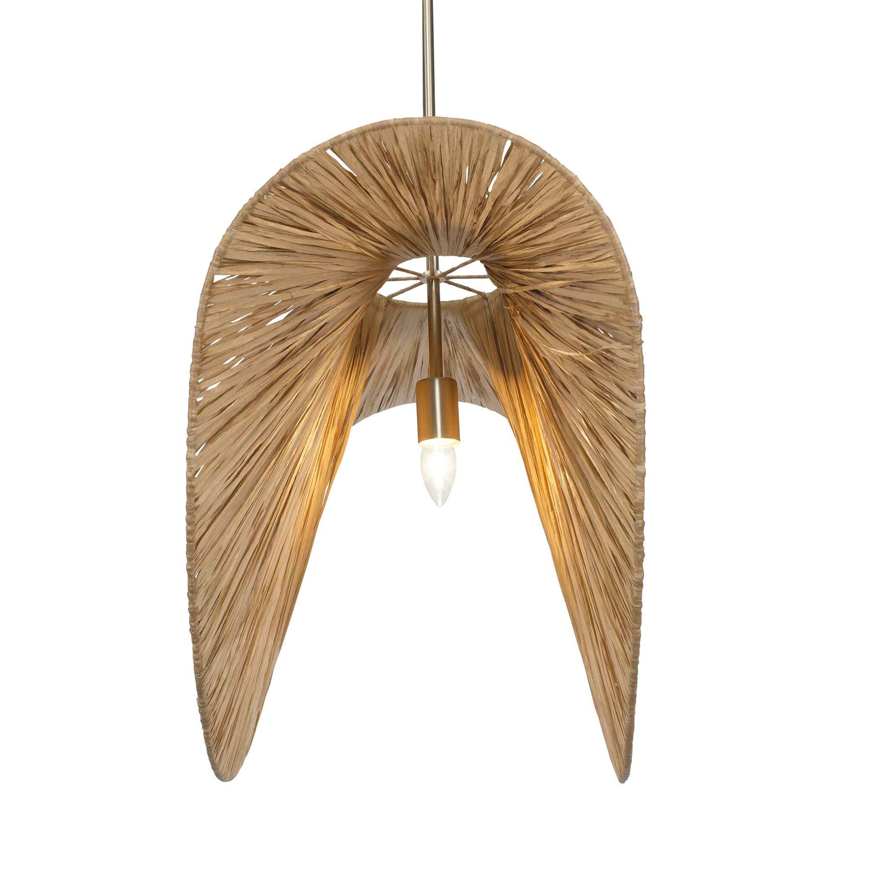 Bend Brass 1 Light Raffia Pendant
