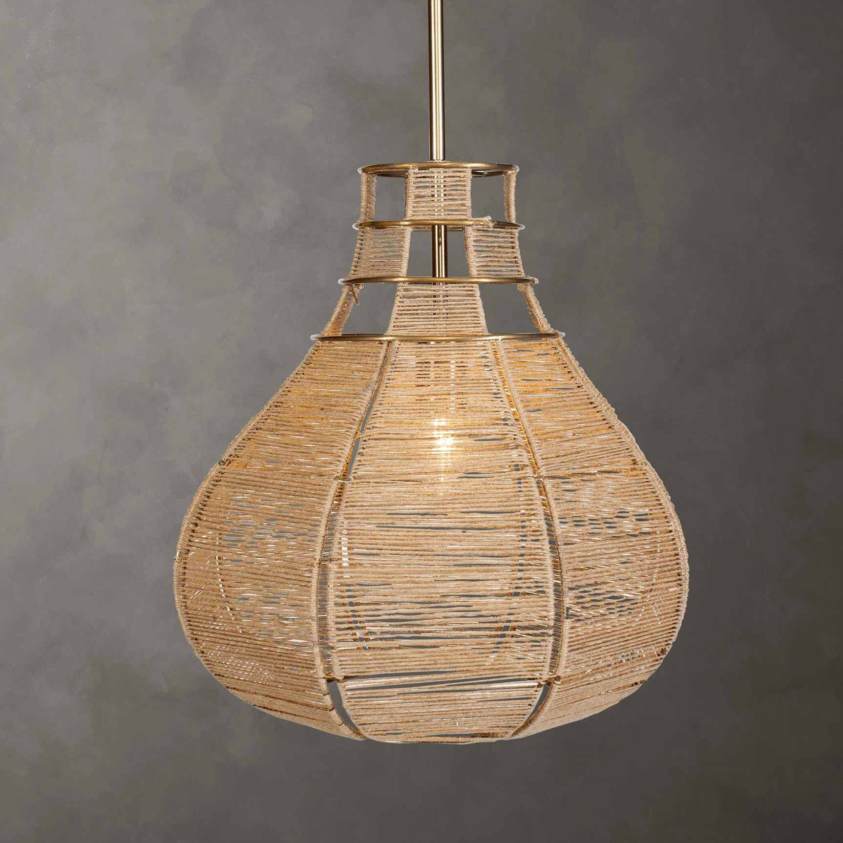 Hestia Brass 1 Light Natural Rope Pendant