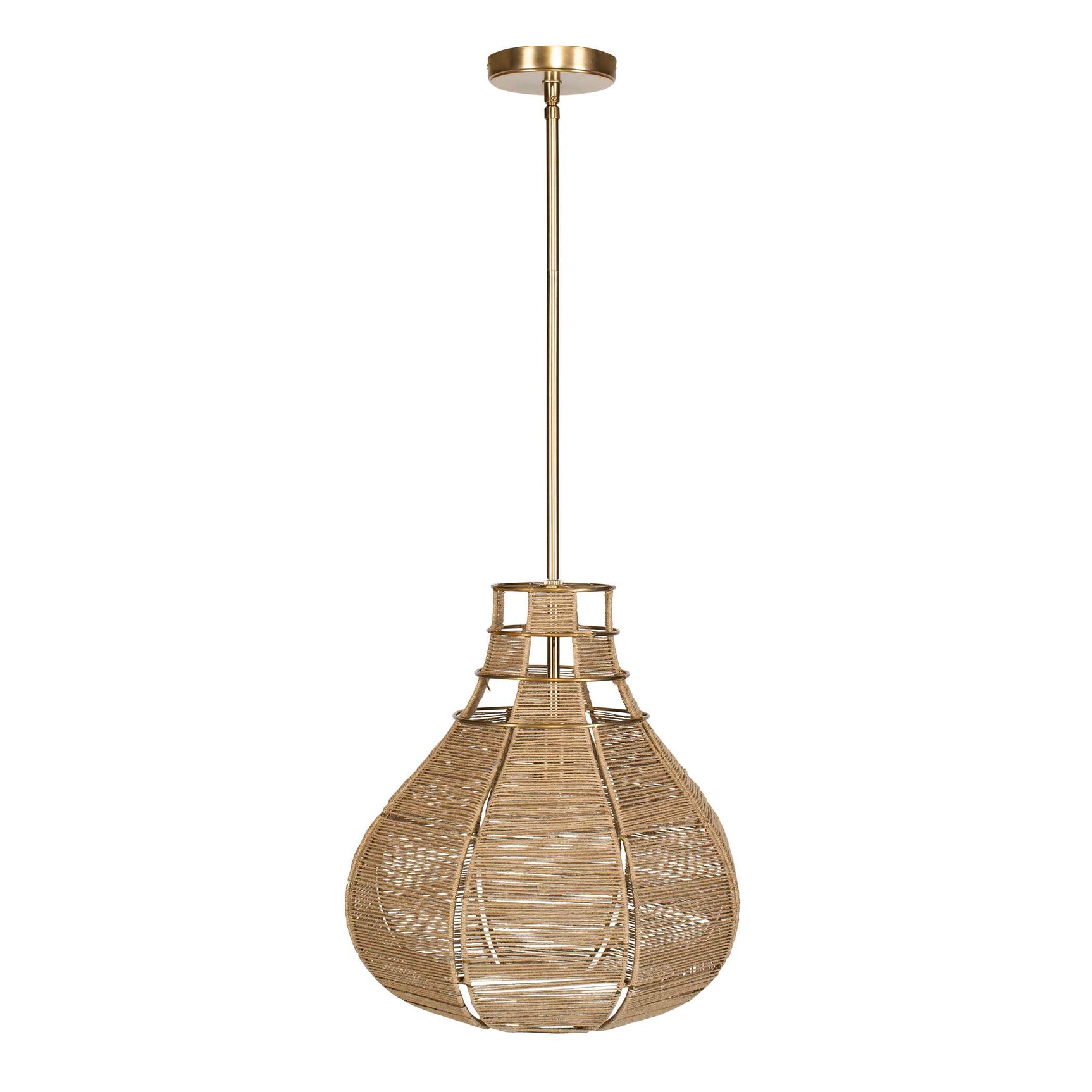 Hestia Brass 1 Light Natural Rope Pendant