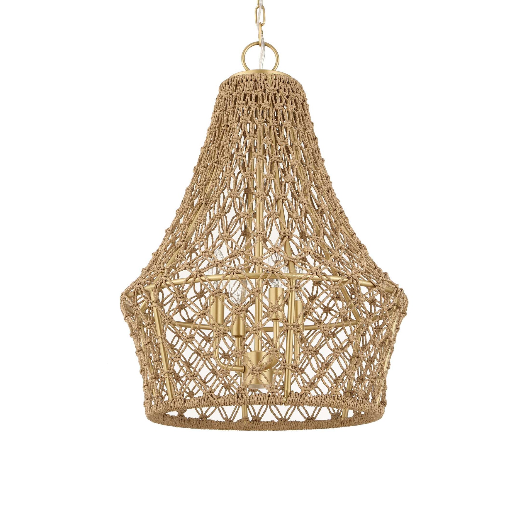 Macrame Gold 4 Light Rope Pendant