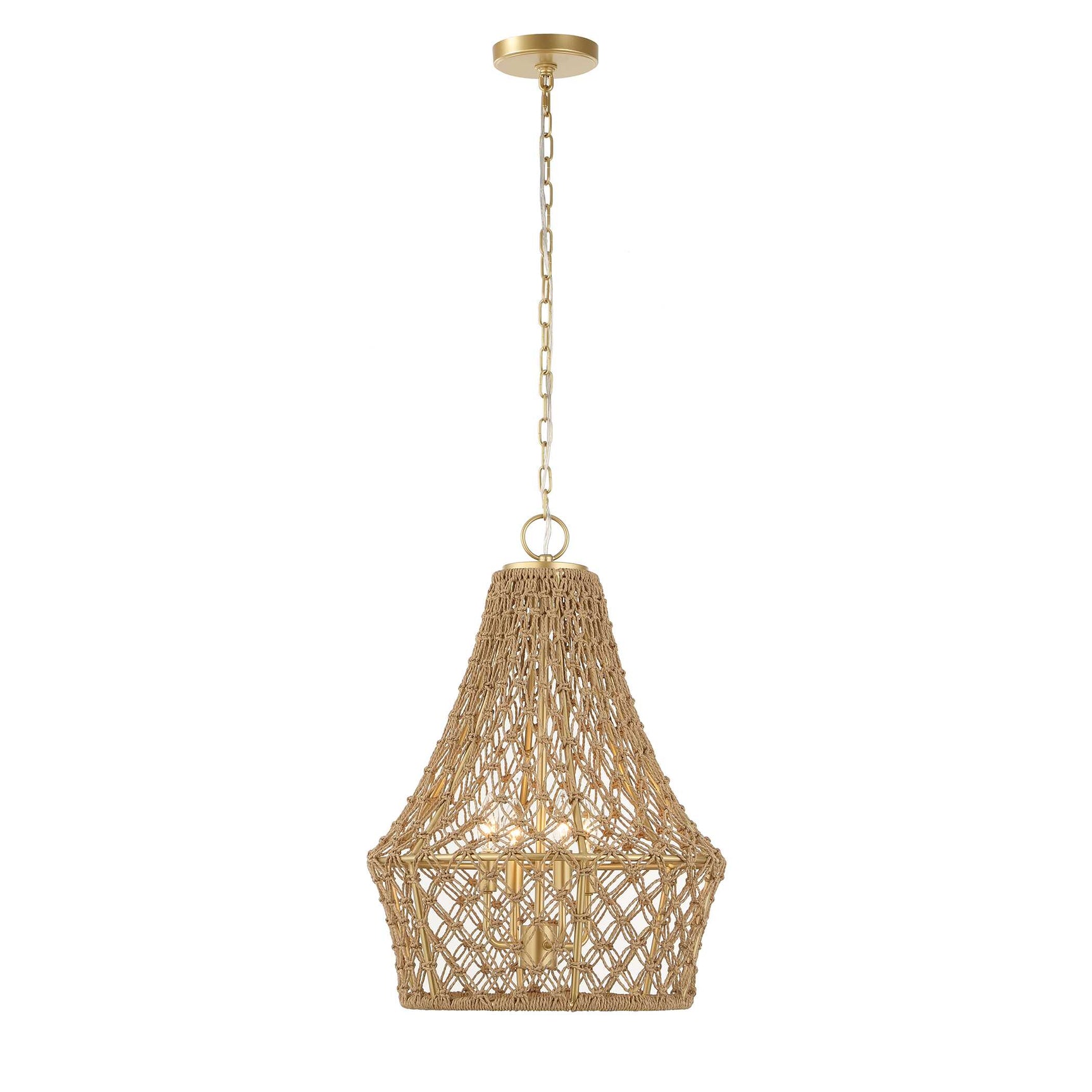 Macrame Gold 4 Light Rope Pendant