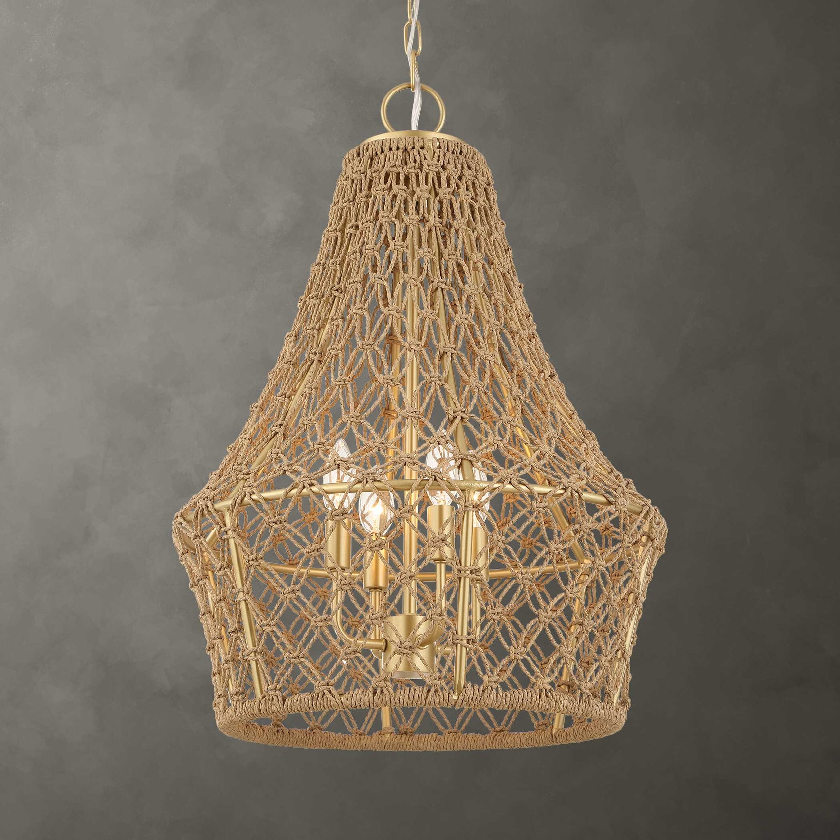 Macrame Gold 4 Light Rope Pendant