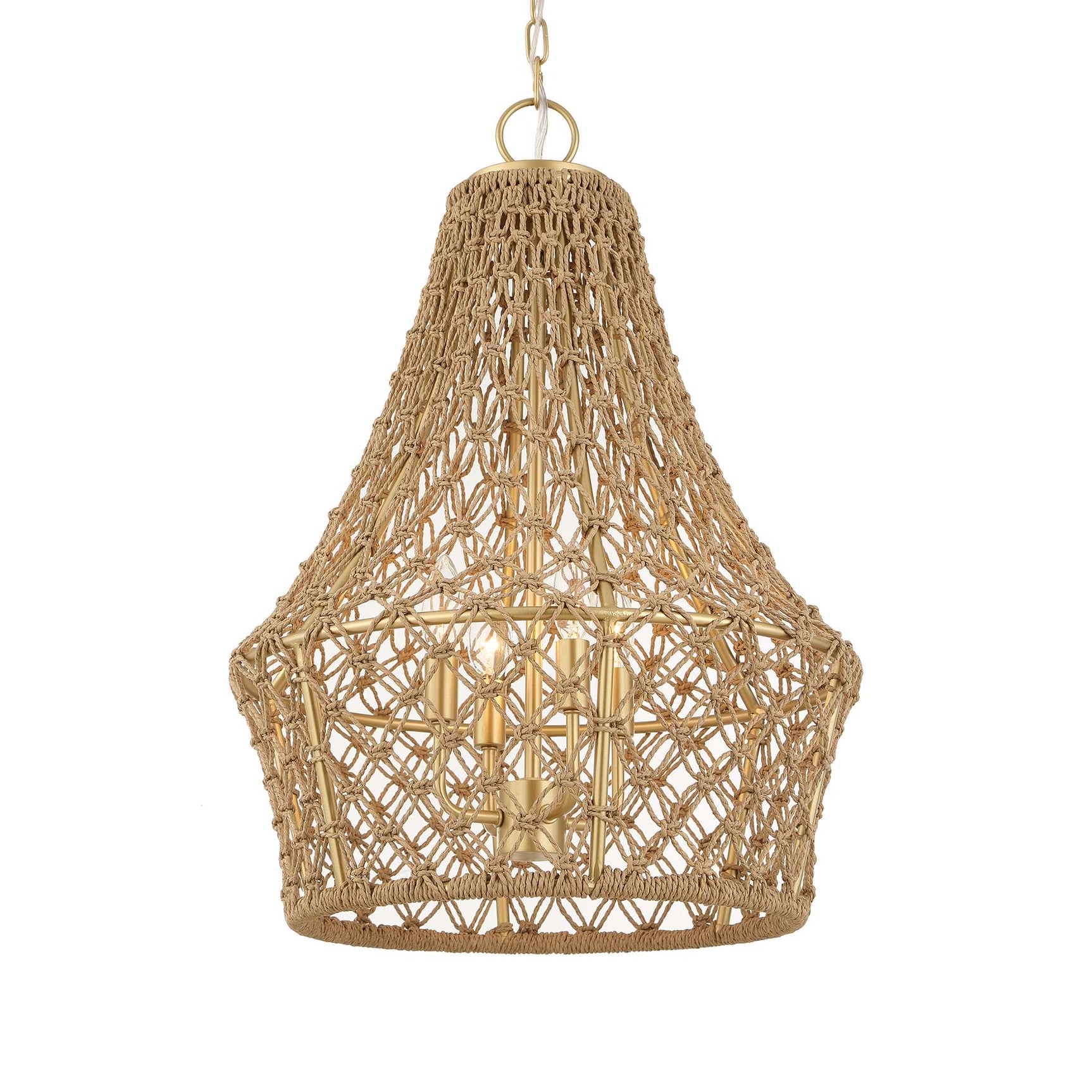 Macrame Gold 4 Light Rope Pendant