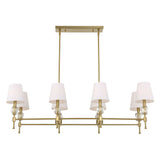 Arques Brass/White 8 Light Linear Chandelier