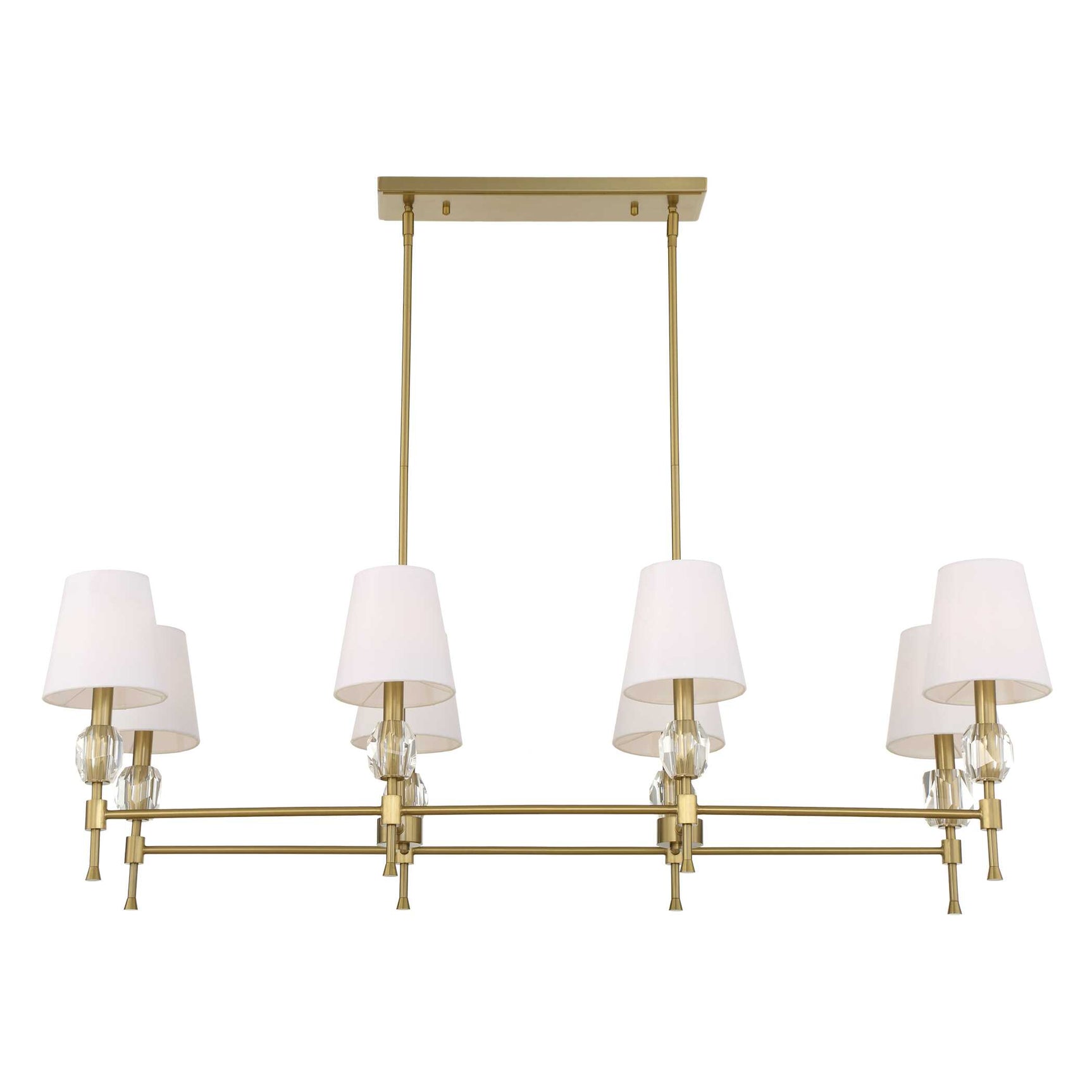 Arques Brass/White 8 Light Linear Chandelier