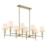 Arques Brass/White 8 Light Linear Chandelier
