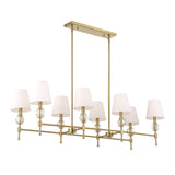 Arques Brass/White 8 Light Linear Chandelier