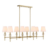 Arques Brass/White 8 Light Linear Chandelier