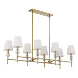 Arques Brass/White 8 Light Linear Chandelier
