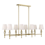 Arques Brass/White 8 Light Linear Chandelier