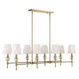 Arques Brass/White 8 Light Linear Chandelier