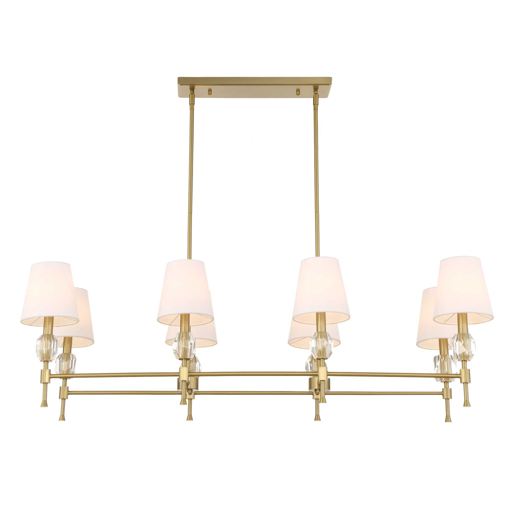 Arques Brass/White 8 Light Linear Chandelier