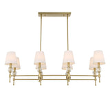Arques Brass/White 8 Light Linear Chandelier
