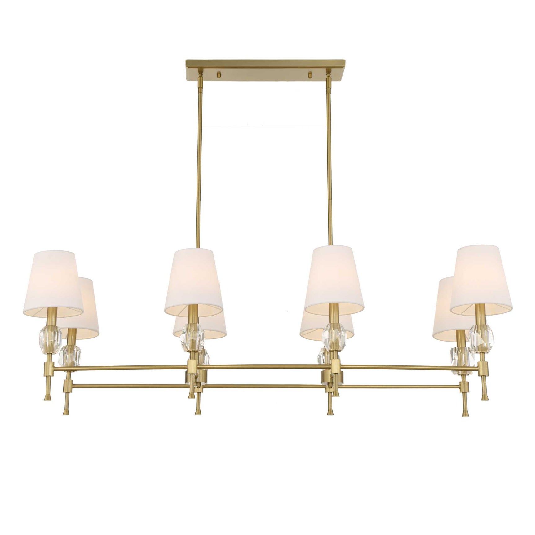 Arques Brass/White 8 Light Linear Chandelier