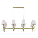 Arques Brass/White 8 Light Linear Chandelier
