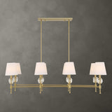 Arques Brass/White 8 Light Linear Chandelier