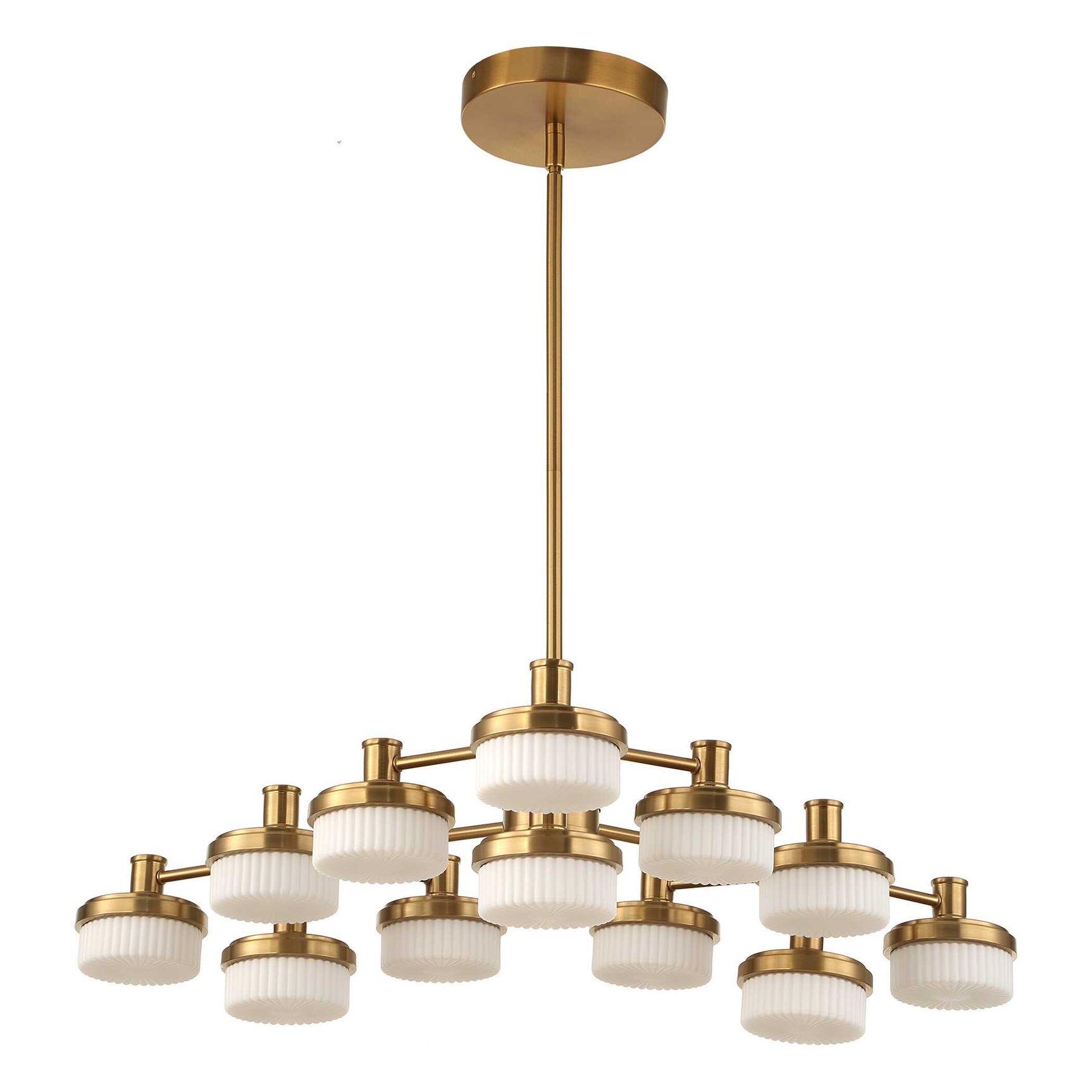 Wedge Brass 12 Light LED Chandelier