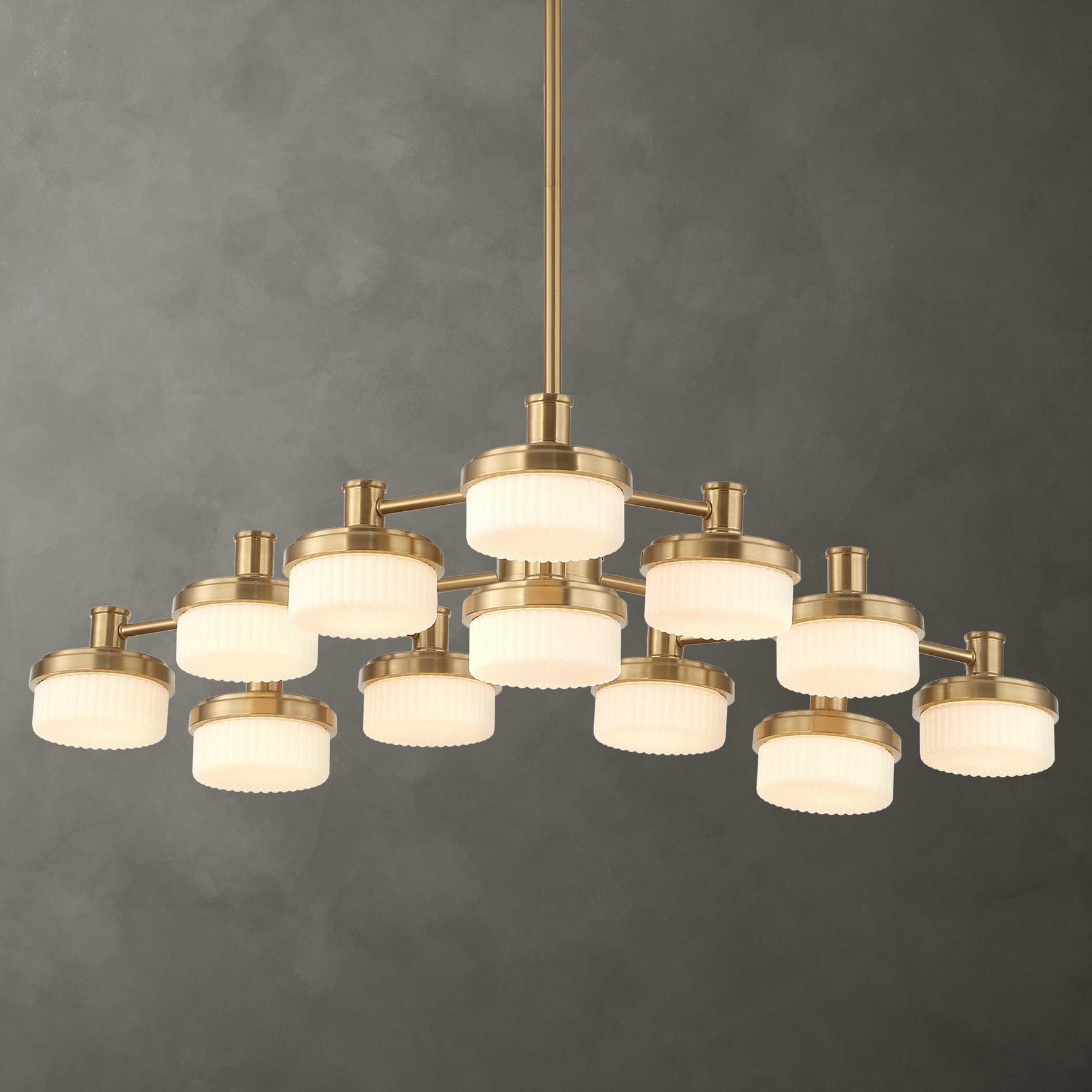 Wedge Brass 12 Light LED Chandelier